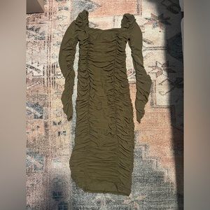 Olive long sleeve, long dress. Worn once